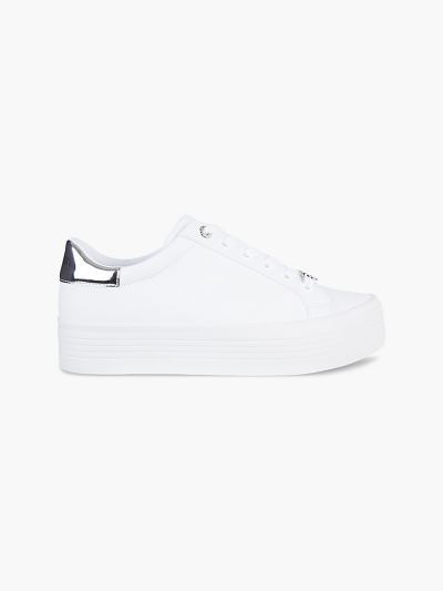 Calvin Klein Cipők HU750098 | Calvin Klein Bőr Platform Női Sportcipő Világos Fehér